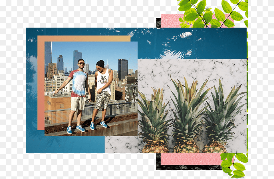 Next To This New York Based Duo We39ve Given Plastic Summer Pineapples Throw Blanket, Male, Collage, Clothing, Person Free Png
