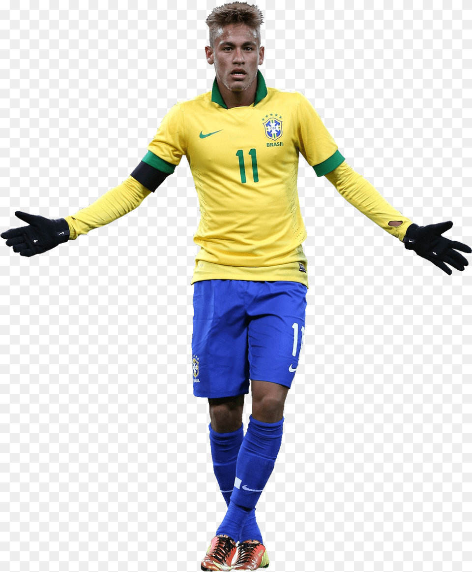 Neymar 11 Brazil Team Football Brazil Football Neymar, Clothing, Shirt, Glove, Body Part Png
