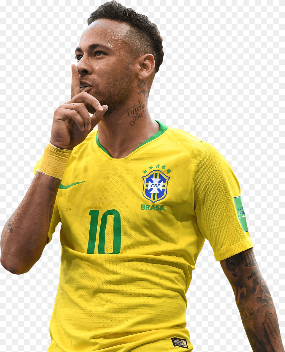 Neymar Brazil 2018 Clipart Image Neymar Brasil, T-shirt, Clothing, Face, Head Free Png Download
