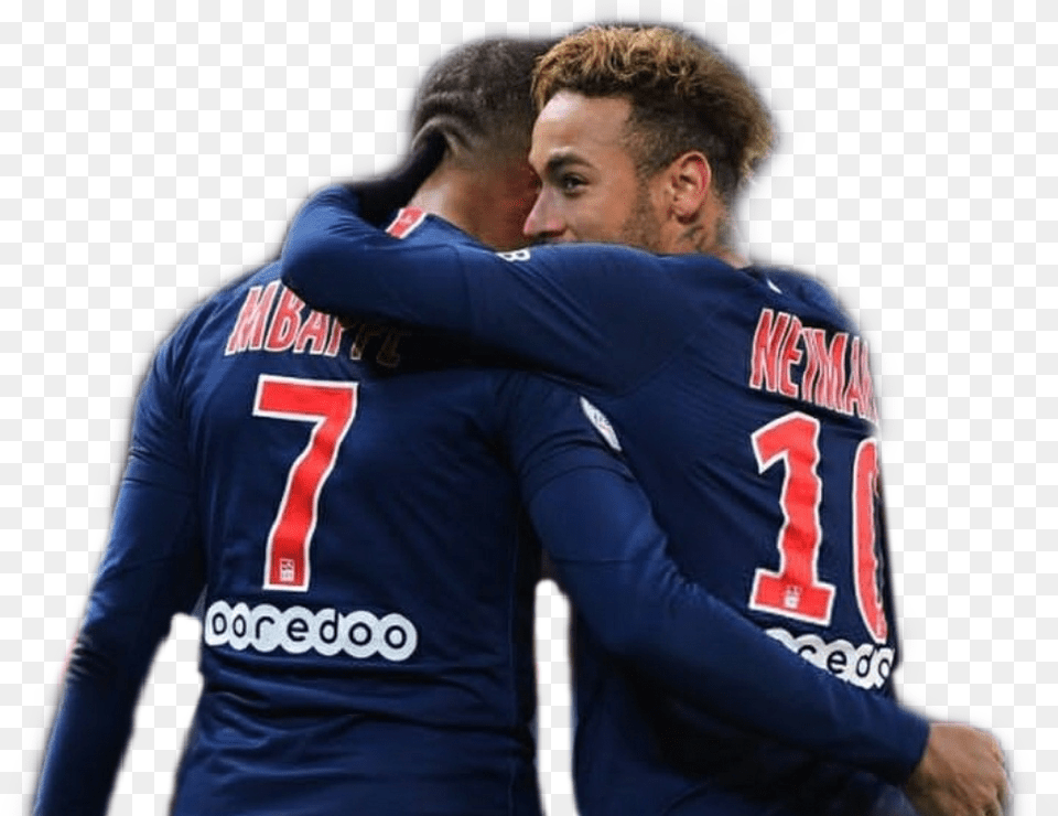 Neymar Neymar10 Neymarjr10 Neymarjr Paris Parissaintgermain Lockscreen Neymar And Mbappe, Hugging, Person, Adult, Male Png Image