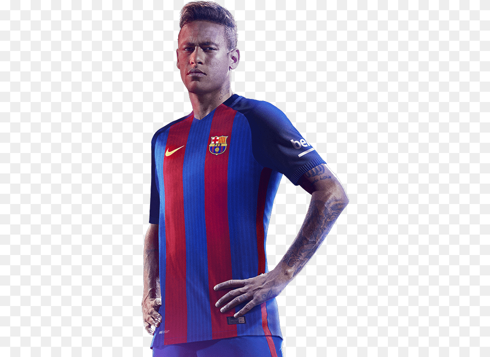 Neymar Side View Neymar 2017 Barcelona, Clothing, Shirt, Adult, Male Free Png Download
