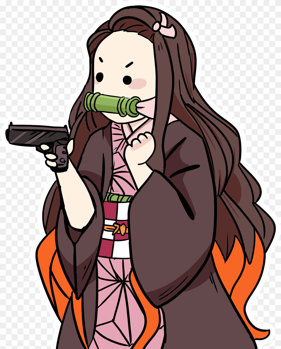 Nezuko With A Gun, Book, Comics, Publication, Baby Free Transparent Png