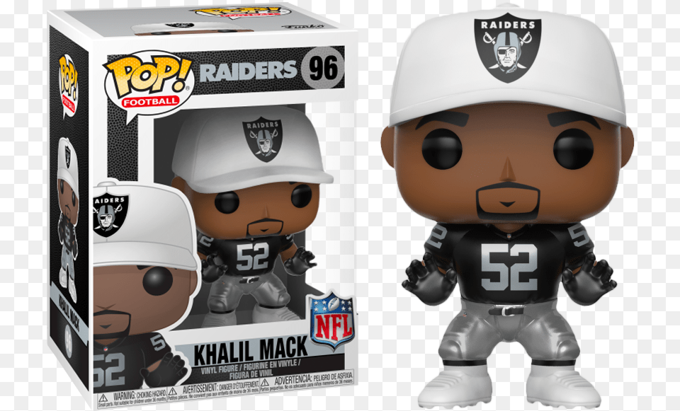 Nfl Football Khalil Mack Oakland Raiders Funko Pop Vinyl Nick Bosa Funko Pop, Helmet, Baby, Person, Sport Png Image