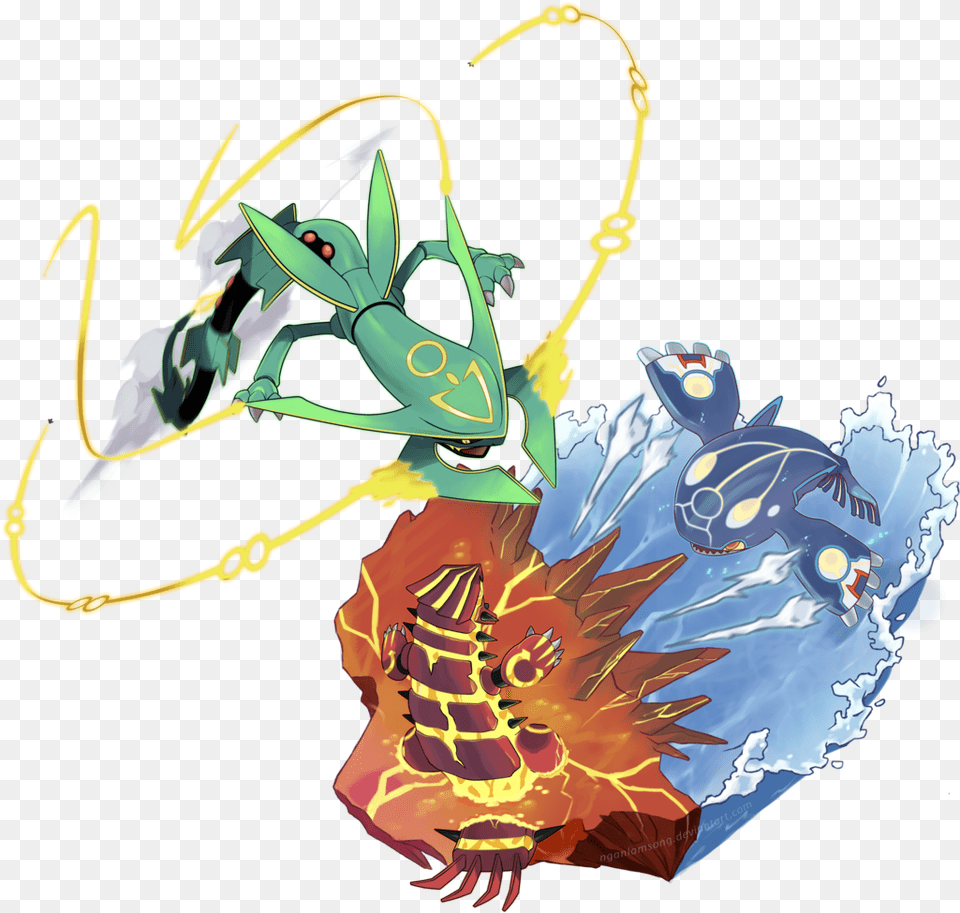 Nganlamsong Pokemon Rayquaza Groudon And Kyogre, Animal, Bee, Insect, Invertebrate Free Png Download