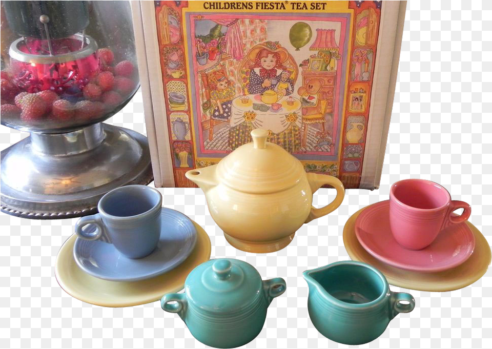 Nib My First Fiesta Ware Tea Set 2 Cup Teapot Cups Saucer, Art, Pottery, Porcelain, Pot Png Image