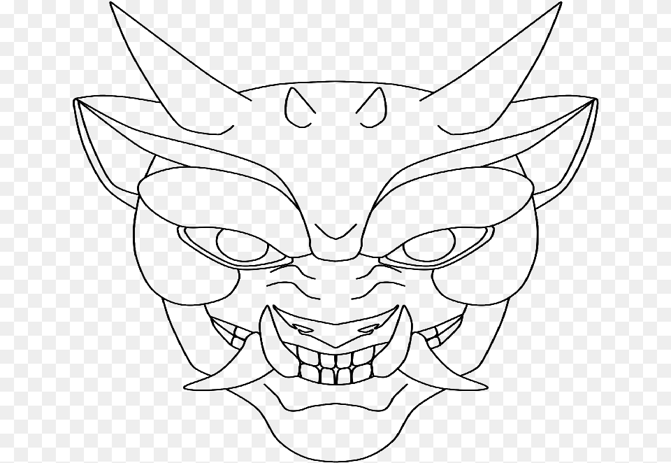 Nice Outline Devil Face Tattoo Design By Popcorn Kitten Line Art, Emblem, Symbol, Animal, Fish Png Image