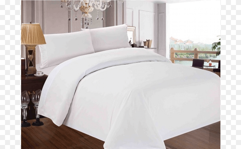 Nice White Duvet Cover, Furniture, Bed, Bed Sheet, Lamp Free Png