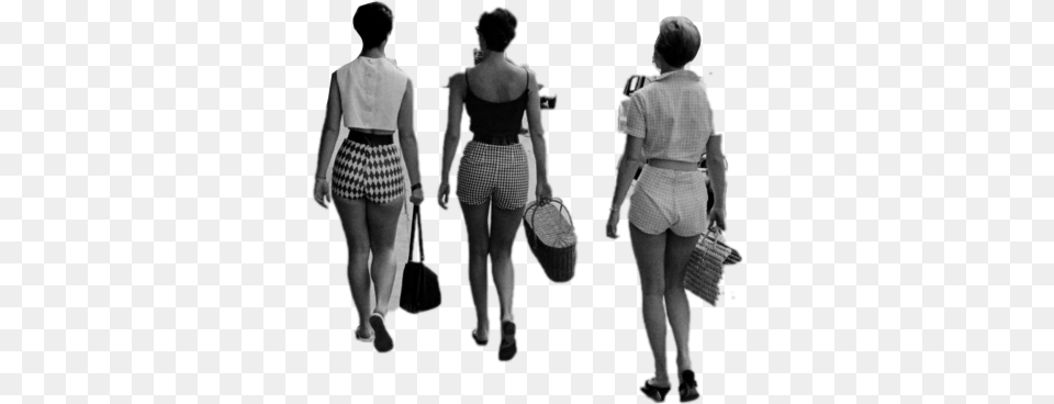 Niche 50s Filler 1950 Vintage Blackandwhite Aesthetic Vintage People Walking, Accessories, Shorts, Back, Bag Free Png Download