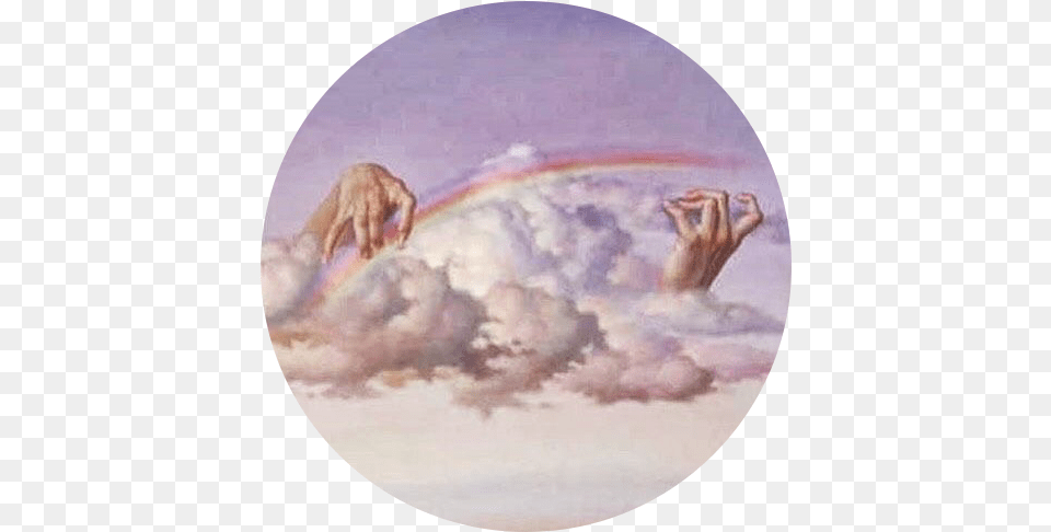 Niche Clouds Rainbow Rock Pastel Sticker By Joslin Aesthetic Rainbow Painting With Clouds, Nature, Outdoors, Photography, Sky Png Image