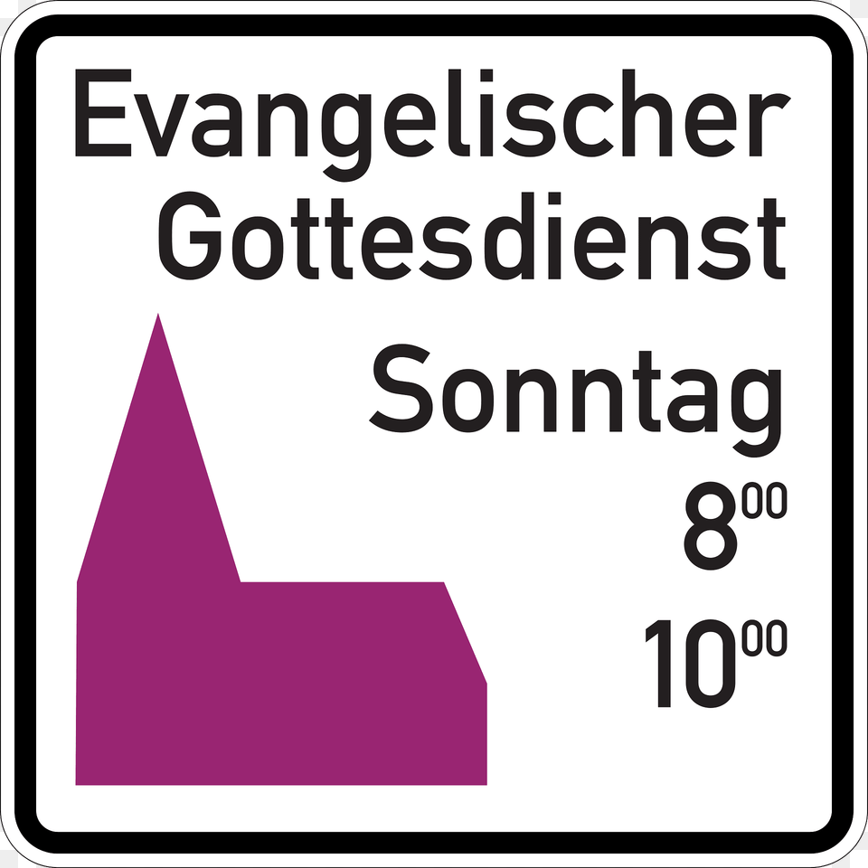 Nichtamtliches Hinweiszeichen Evangelischer Gottesdienst Ausfhrung Seit 1982 Clipart, Symbol, Sign, Text Free Png