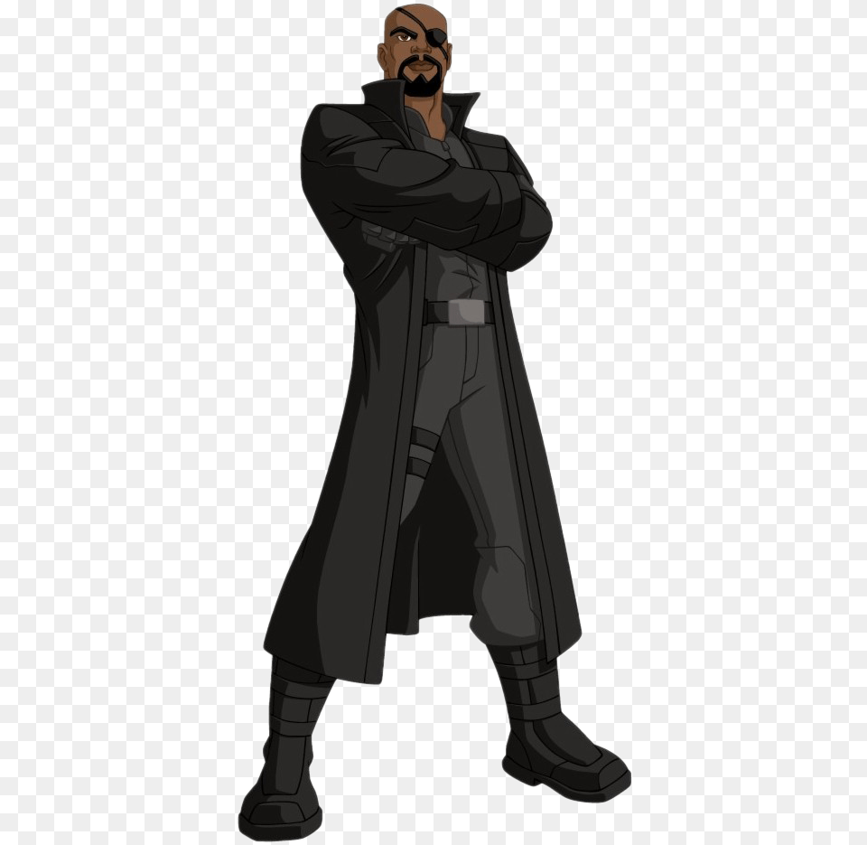 Nick Fury Avengers Cartoon, Clothing, Coat, Adult, Male Free Png Download