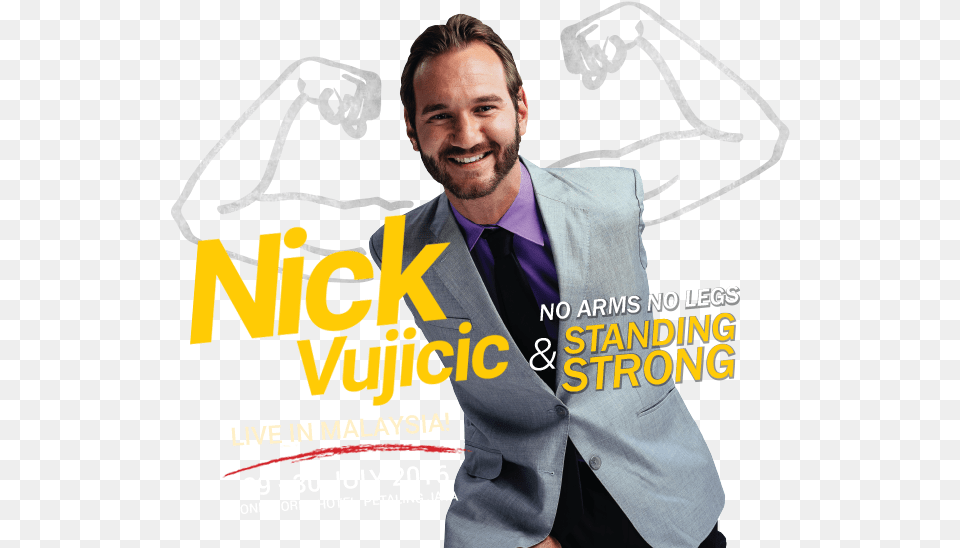 Nick Vujicic Poster, Advertisement, Publication, Person, Adult Png