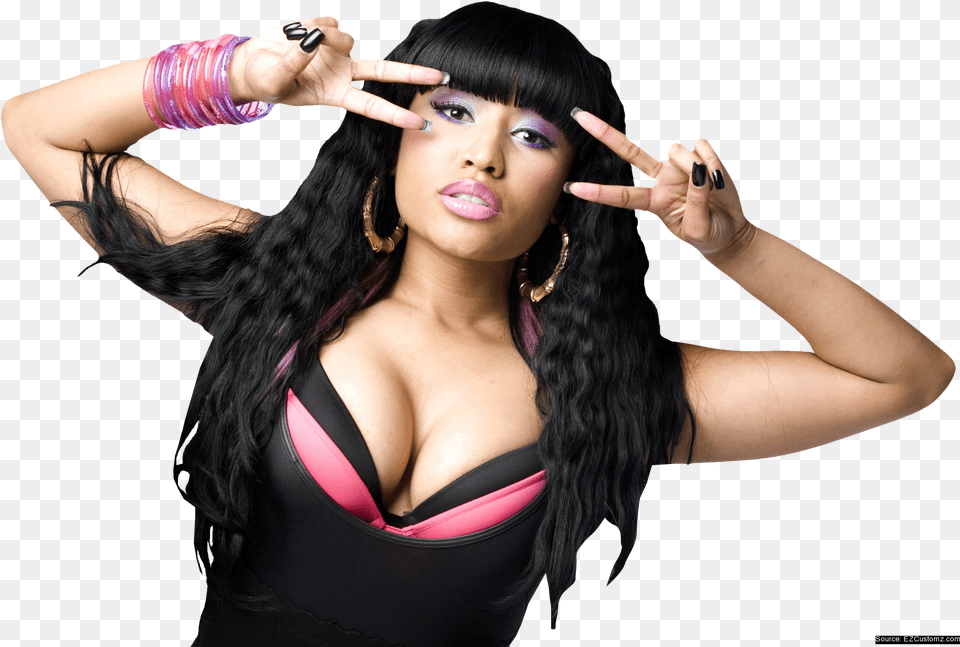 Nicki Minaj 4 Nicki Minaj Curly Hair Bangs, Black Hair, Body Part, Person, Finger Png