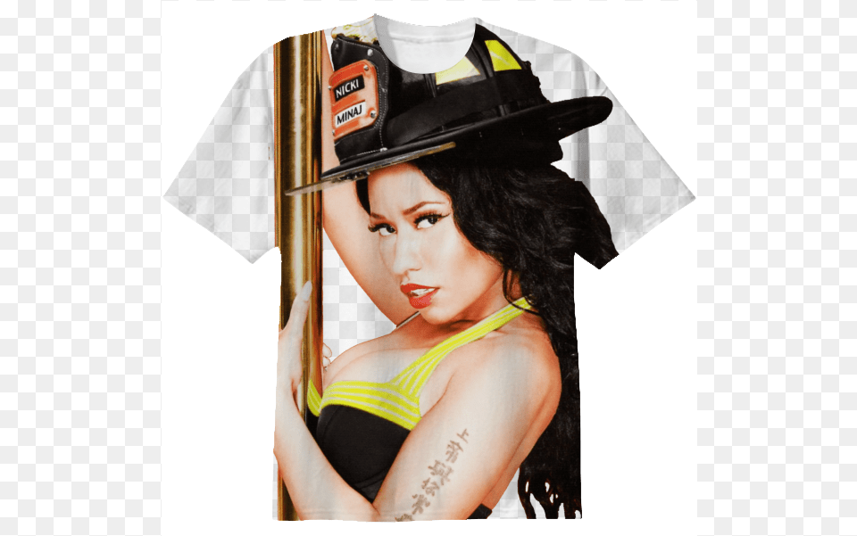 Nicki Minaj Firefighter 38 Nicki Minaj 2016, Adult, T-shirt, Person, Helmet Free Png Download