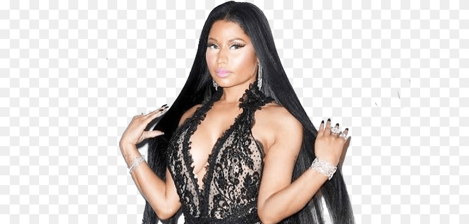 Nicki Minaj With A Long Black Wig Nicki Minaj, Black Hair, Portrait, Photography, Face Free Png Download