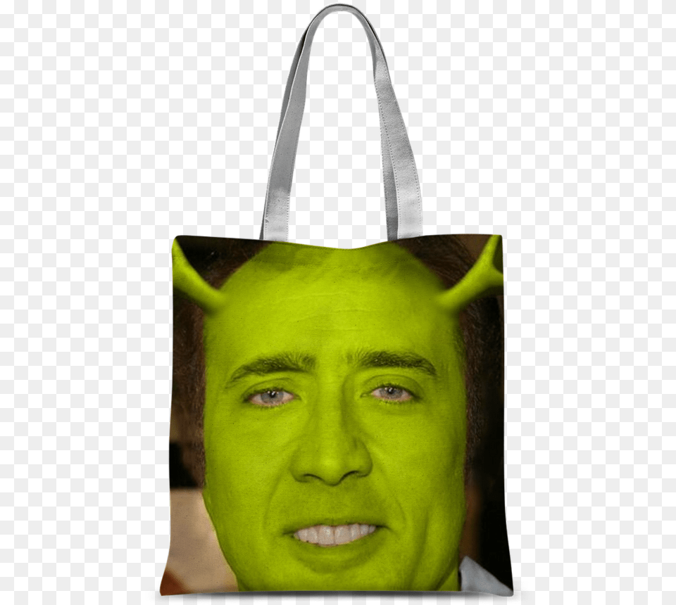 Nicolas Cage As Shrek Classic Sublimation Tote Bag Nicolas Cage, Accessories, Tote Bag, Handbag, Person Free Transparent Png