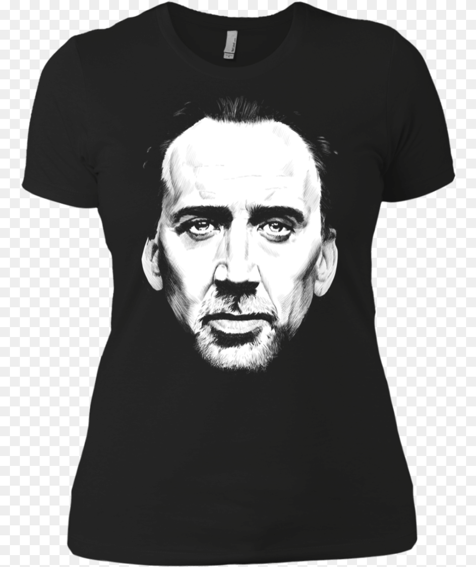 Nicolas Cage Face Ladies Premium T Shirt Illustration, T-shirt, Clothing, Head, Portrait Png