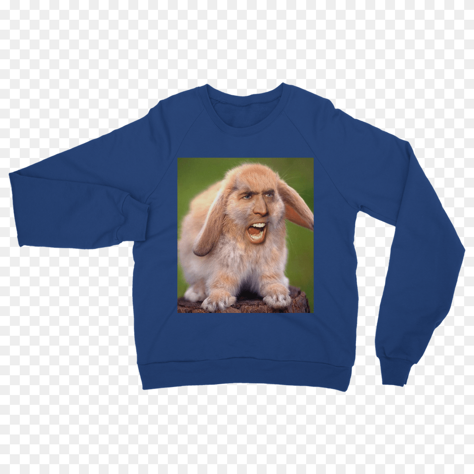 Nicolas Cages Face On A Rabbit Ufeffclassic Adult Sweatshirt, Clothing, Long Sleeve, Sleeve, Animal Free Png