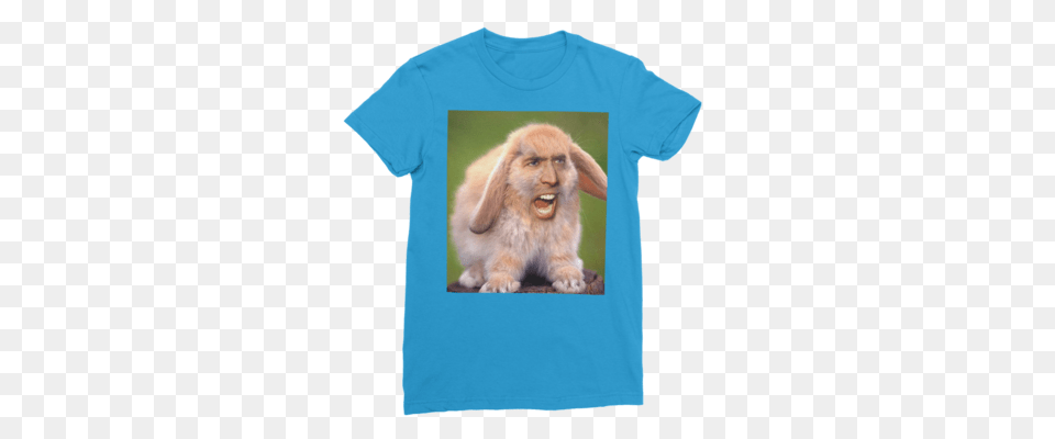 Nicolas Cages Face On A Rabbit Ufeffclassic Womens T Shirt, Clothing, T-shirt, Animal, Canine Free Transparent Png