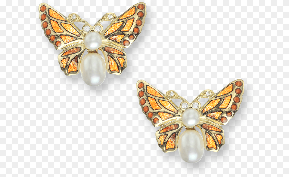 Nicole Barr Designs 18 Karat Gold Butterfly Stud Earrings Orange Earrings, Accessories, Earring, Jewelry, Brooch Free Png