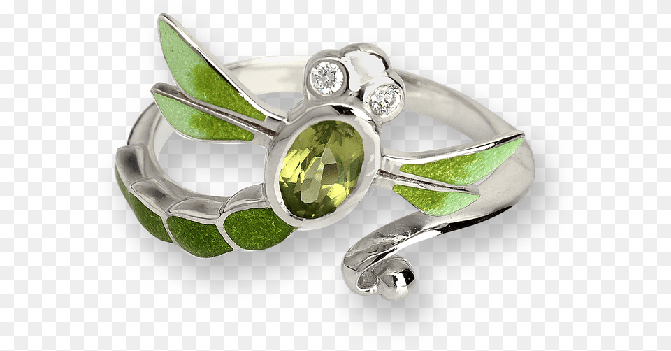 Nicole Barr Designs Sterling Silver Dragonfly Ring Green Adjustable Diamond Green Dragonfly Ring Sterling, Accessories, Jewelry, Gemstone, Jade Free Png
