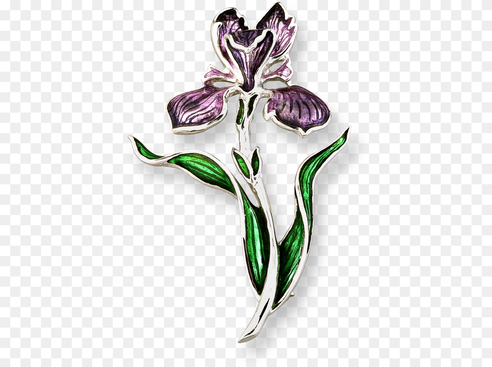 Nicole Barr Designs Sterling Silver Iris Brooch Purple Brooch Transparent Background, Flower, Plant, Orchid Free Png