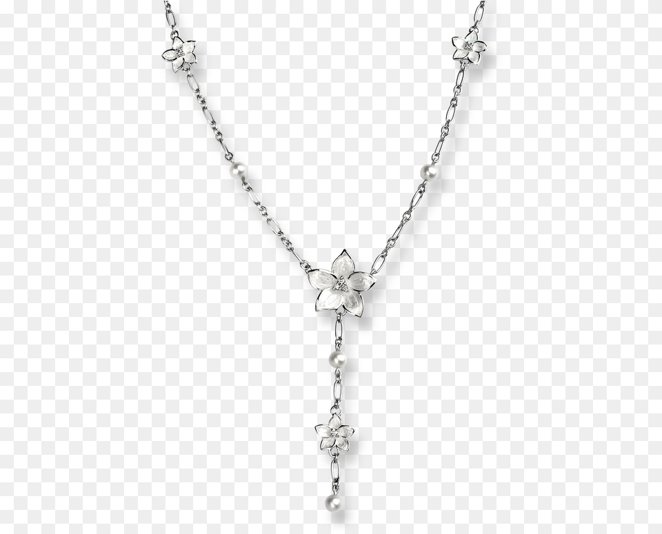 Nicole Barr Designs Sterling Silver Stephanotis Floral Necklace, Accessories, Jewelry, Diamond, Gemstone Png
