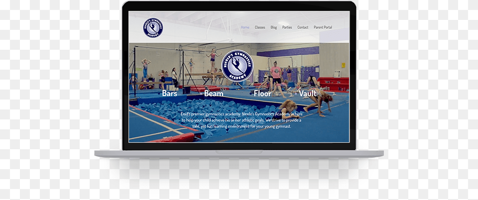 Nicole S Gymnastics Academy Website Mockup On A Laptop Flat Panel Display, Monitor, Computer Hardware, Electronics, Hardware Png Image