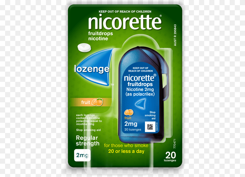 Nicorette Lozenge Fruit Drops Nicorette Cooldrops Fruit, Advertisement, Bottle, Cosmetics, Sunscreen Free Png Download