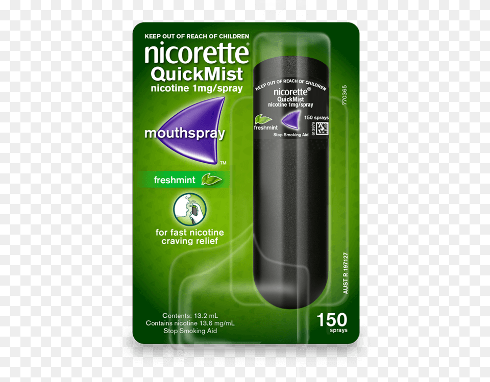 Nicorette Quicmist Freshmint Vegan Nutrition, Bottle, Advertisement Free Png Download