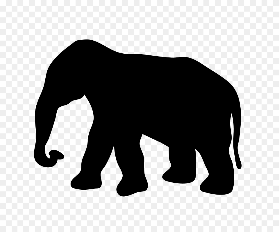 Nicubunu Elephant Contour, Gray Free Png