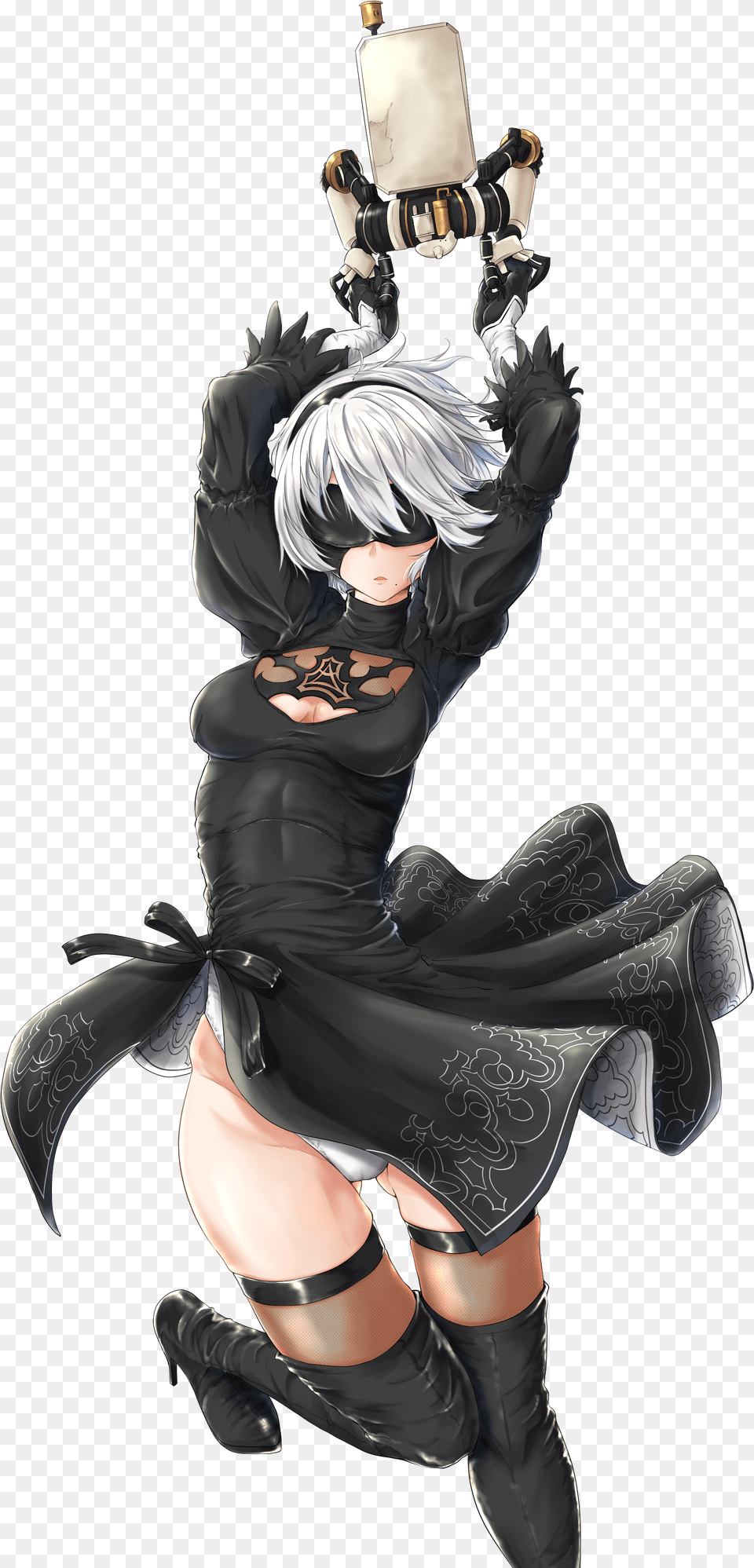 Nier Automata 2b Concept Art, Book, Publication, Comics, Adult Png