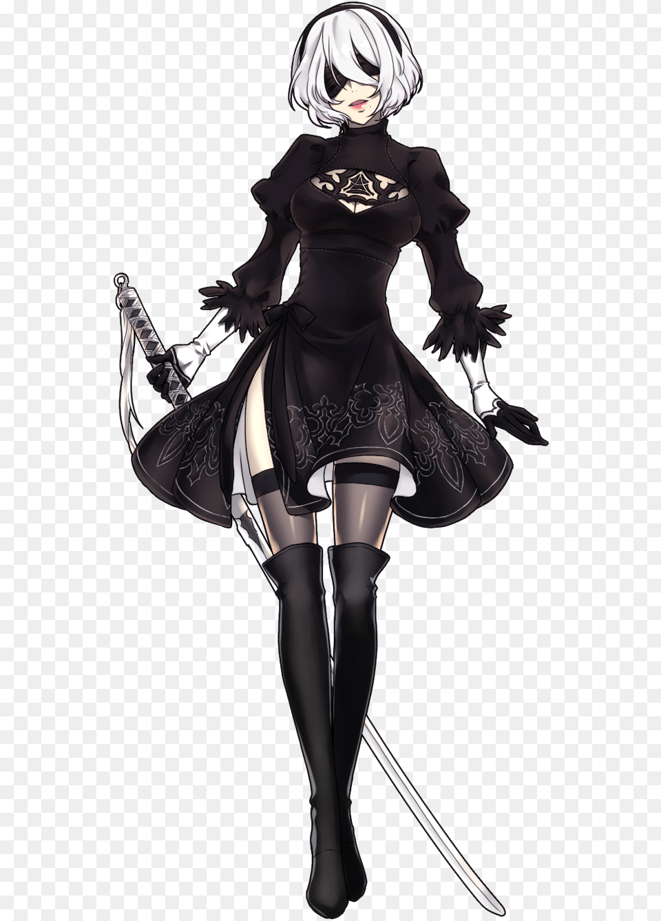 Nier Automata Nier Automata 2b Cosplay Costume, Adult, Weapon, Sword, Publication Png Image