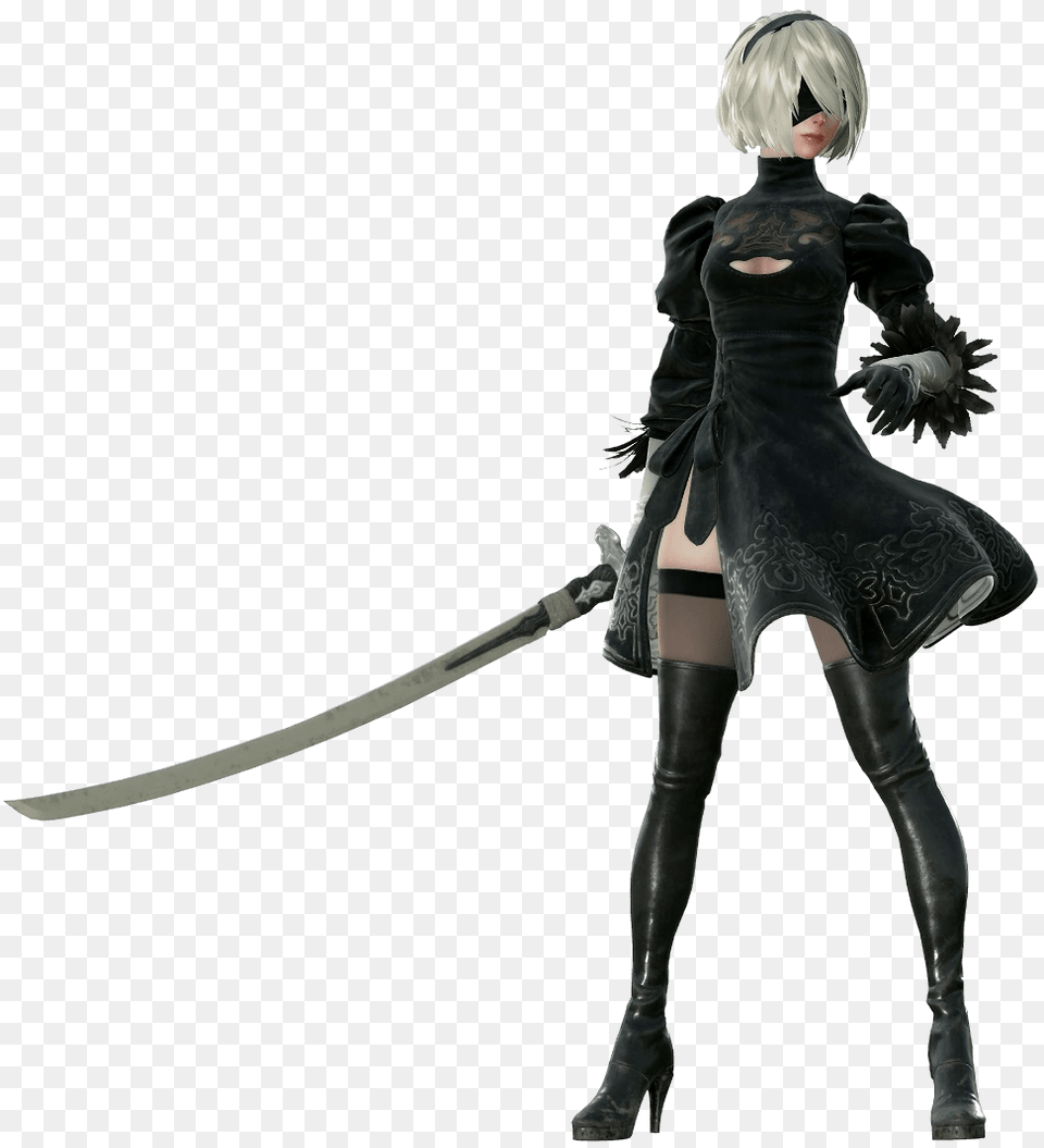 Nier Automata Review, Adult, Weapon, Sword, Person Free Png Download