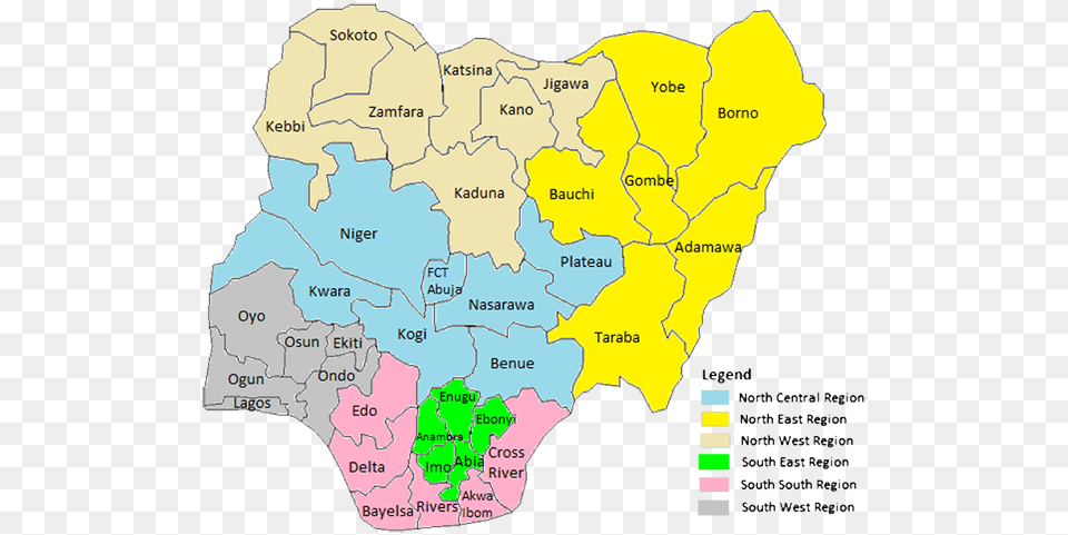Nigeria Map Nigeria Geo Political Zone, Atlas, Chart, Diagram, Plot Png