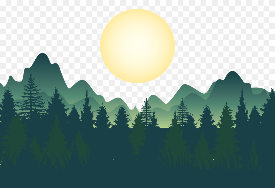 Night Deep Forest Mountains Vector Download Mountain Forest Vector, Outdoors, Vegetation, Fir, Tree Free Png