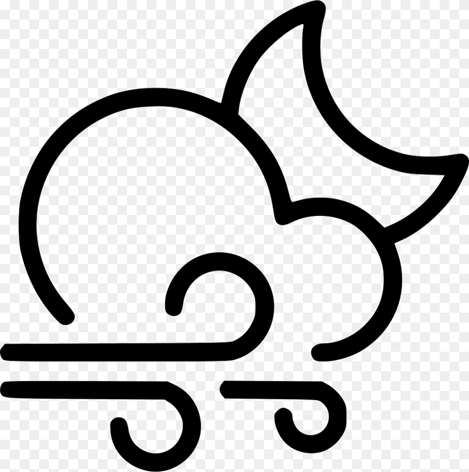 Night Gusts Cloud Moon Svg Icon Cloud And Wind Icon, Stencil, Symbol, Logo Free Transparent Png