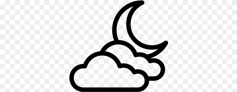 Night Half Moon And Clouds Vector Moon And Cloud Vector, Gray Free Png