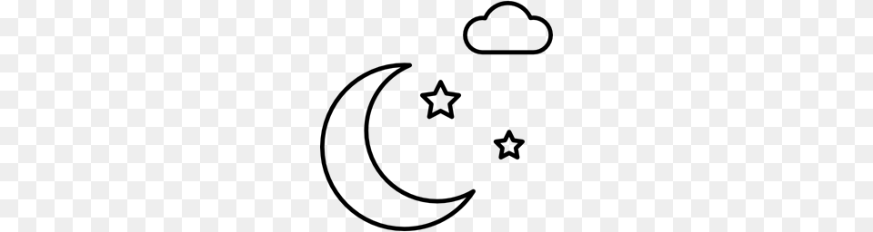 Night Half Moon Stars Nature Cloud Moon Icon, Gray Free Png