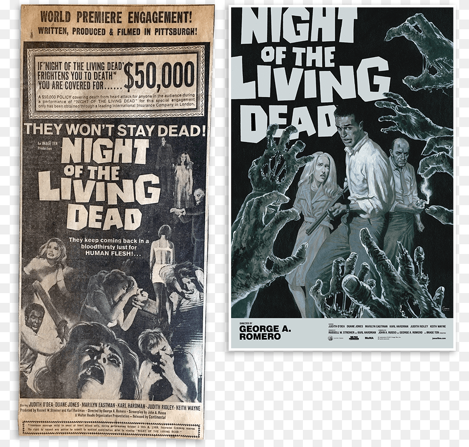 Night Of The Living Dead 1968 Poster, Advertisement, Publication, Adult, Man Free Png Download
