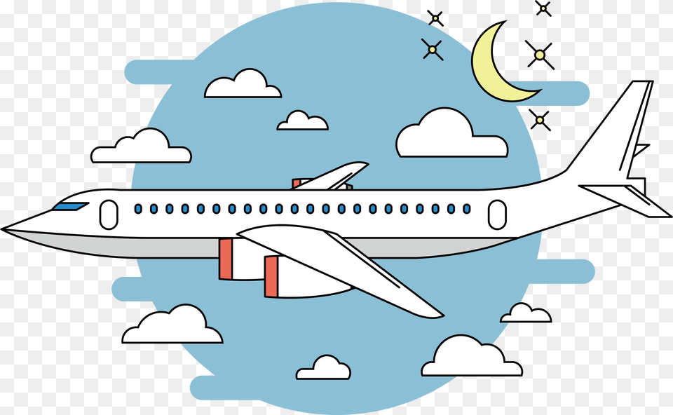 Night Sky Clipart Airplane Cartoon, Aircraft, Airliner, Transportation, Vehicle Free Transparent Png