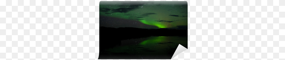 Night Sky Stars Clouds Northern Lights Mirrored Wall Aurora, Nature, Outdoors, Animal, Fish Png Image