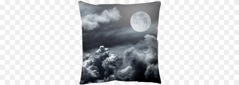 Night Sky With Moon And Clouds Floor Pillow U2022 Pixers We Live To Change Cushion, Astronomy, Full Moon, Outdoors, Nature Free Png