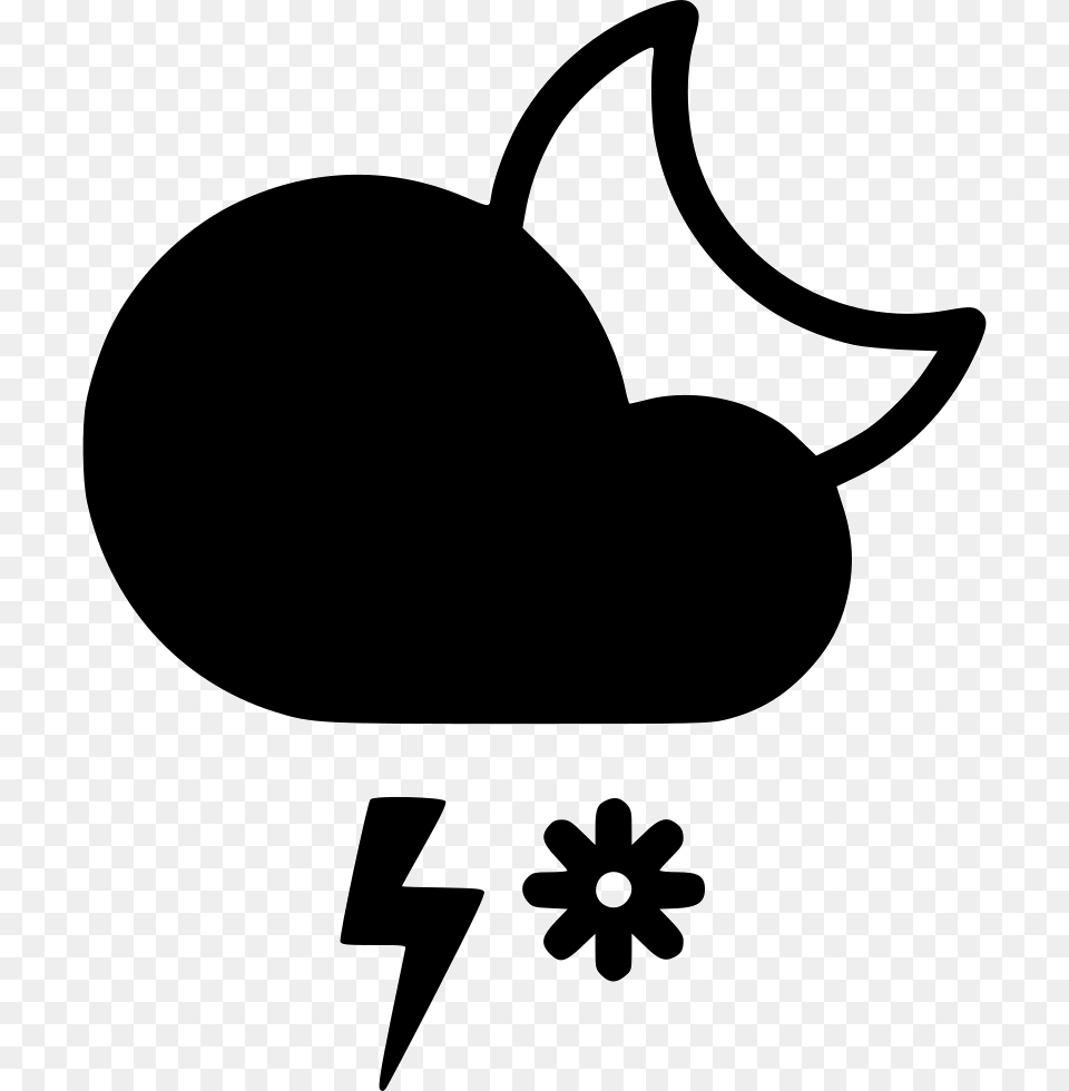 Night Snow Storm Cloud Lightning Moon Icon Download, Silhouette, Stencil, Clothing, Hat Png Image