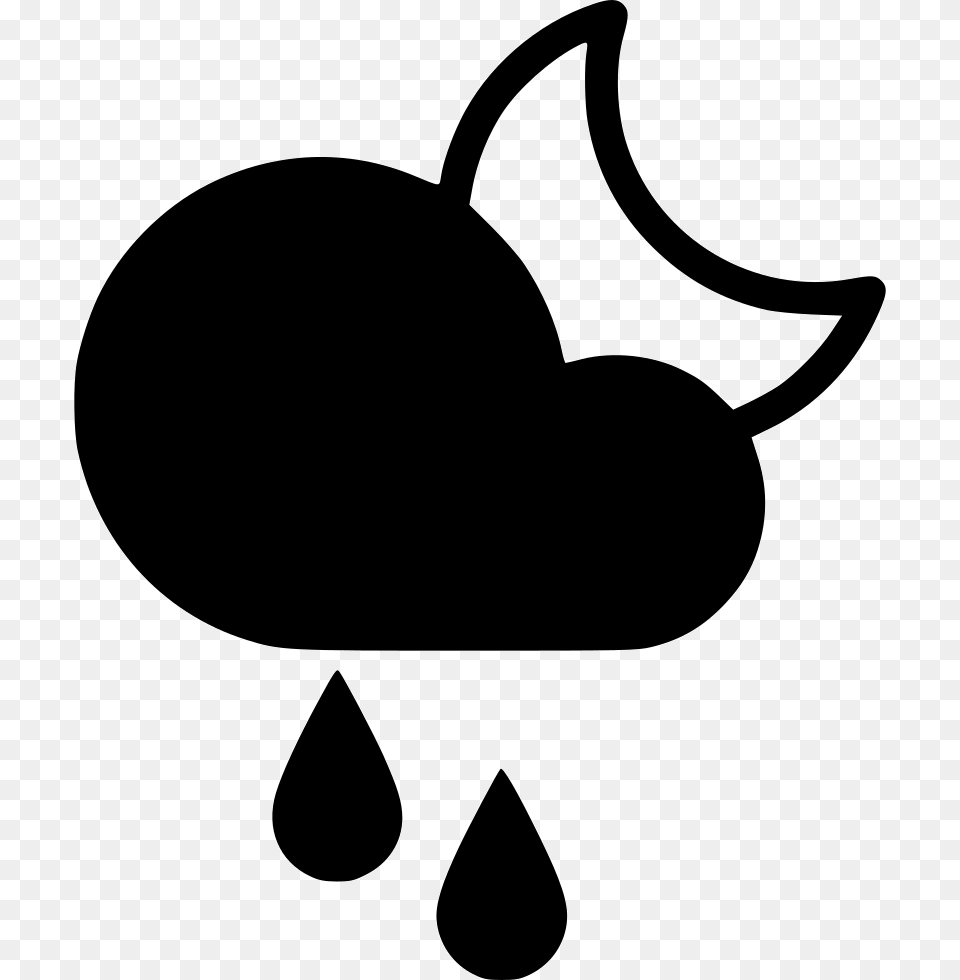 Night Sprinkle Cloud Rain Moon Cloudy Moon Icon, Clothing, Hat, Silhouette, Stencil Free Png