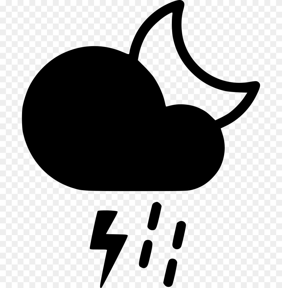 Night Thunderstorm Cloud Rain Clipart Cloudy Moon Icon, Silhouette, Stencil, Clothing, Hat Free Png