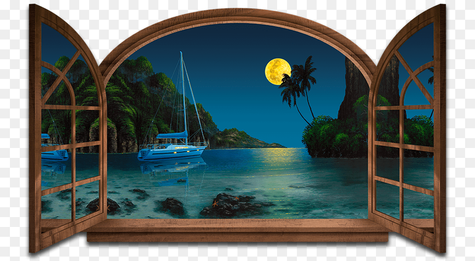 Night Time Seascape Painting Painting, Summer, Sailboat, Outdoors, Nature Free Png