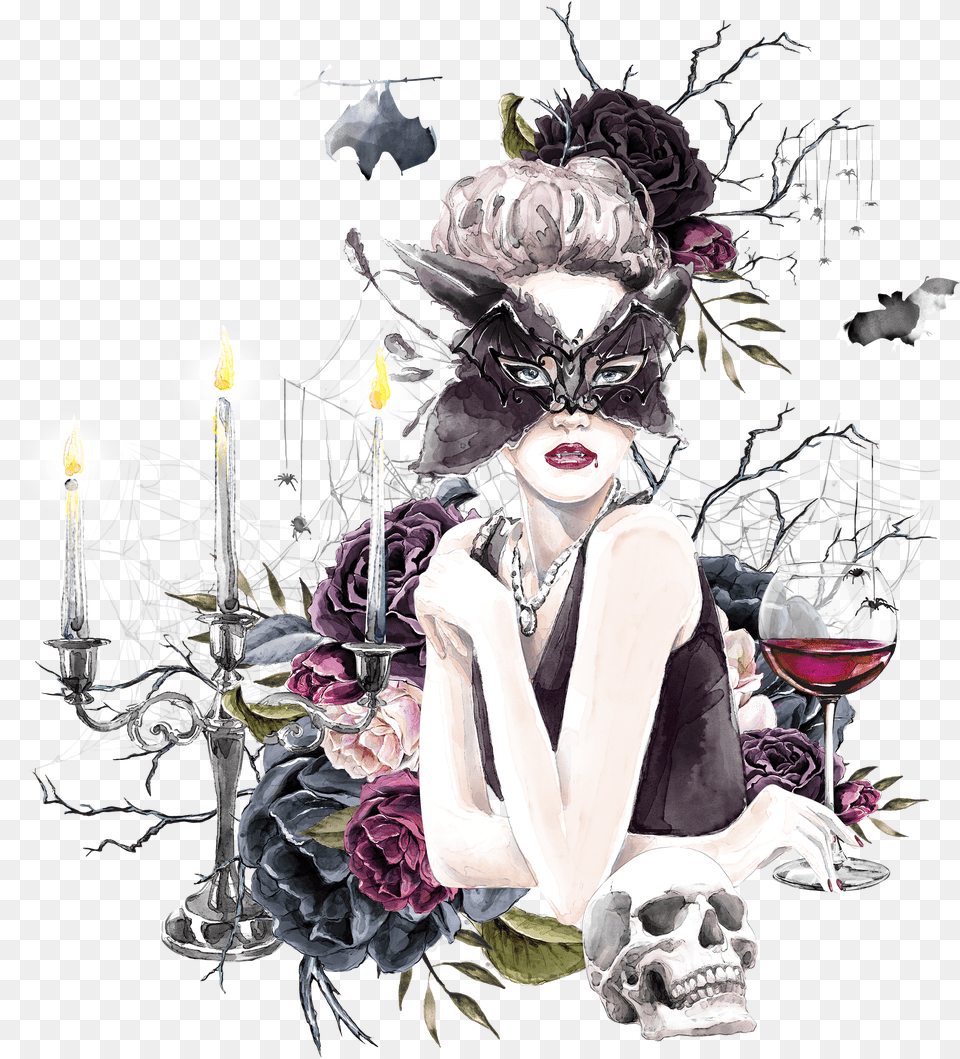 Night Witch Halloween Witch Forget Me Not Flower Clip Art Png