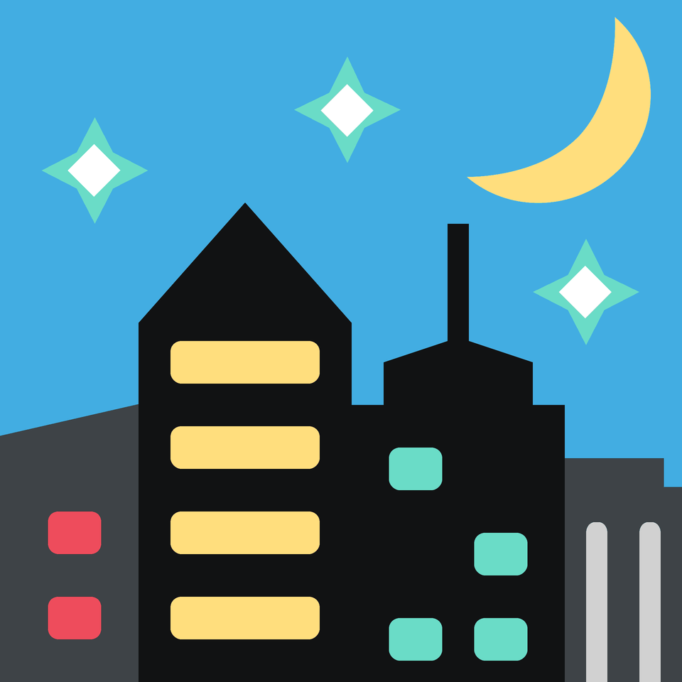 Night With Stars Emoji Clipart, City, Neighborhood, Urban, Outdoors Free Png