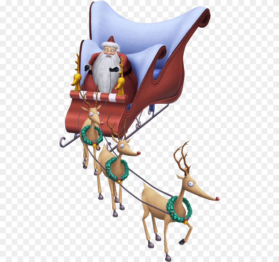 Nightmare Before Christmas Santa Sleigh Santa The Nightmare Before Christmas, Animal, Deer, Mammal, Wildlife Png Image
